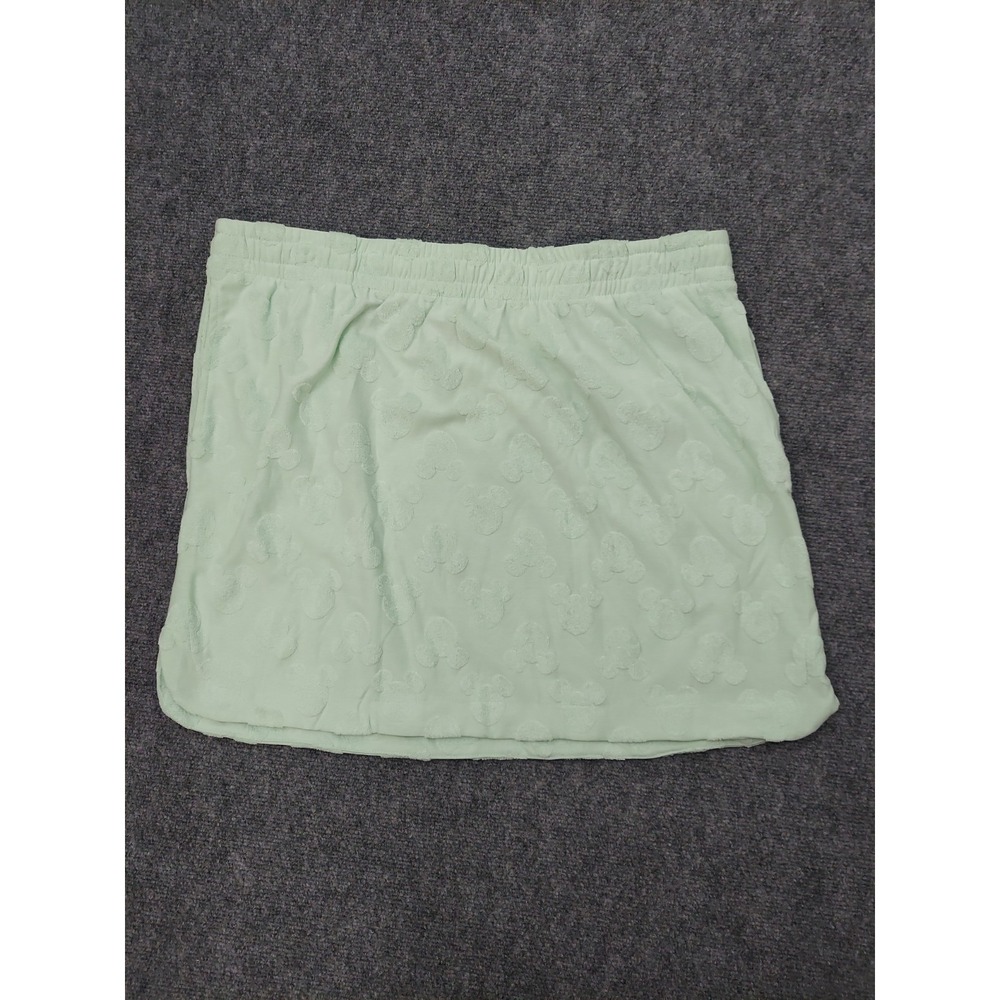 DISNEY Mickey Mouse Skirt Skort Women Large Green Allover Mickey Terry Cloth NEW